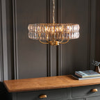 Endon Clifton 5 Light Pendant Light in Antique Brass with Clear Crystal Glass