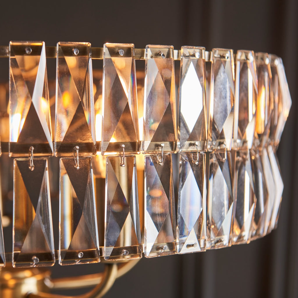 Endon Clifton 5 Light Pendant Light in Antique Brass with Clear Crystal Glass