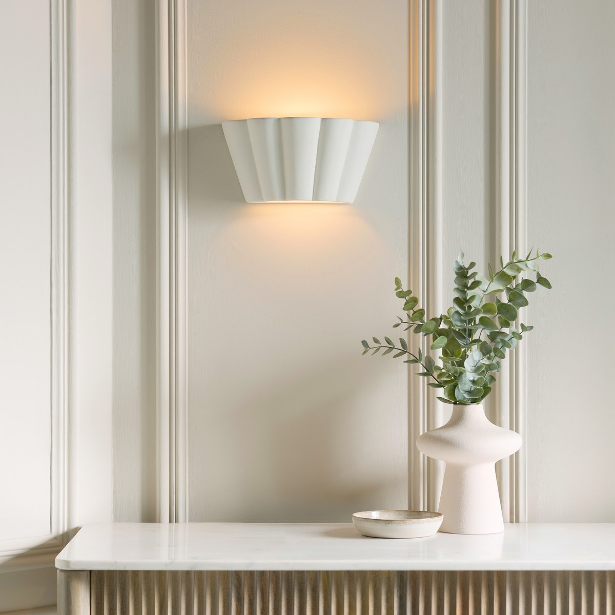 Endon Babylon Wall Light in Unglazed Ceramic