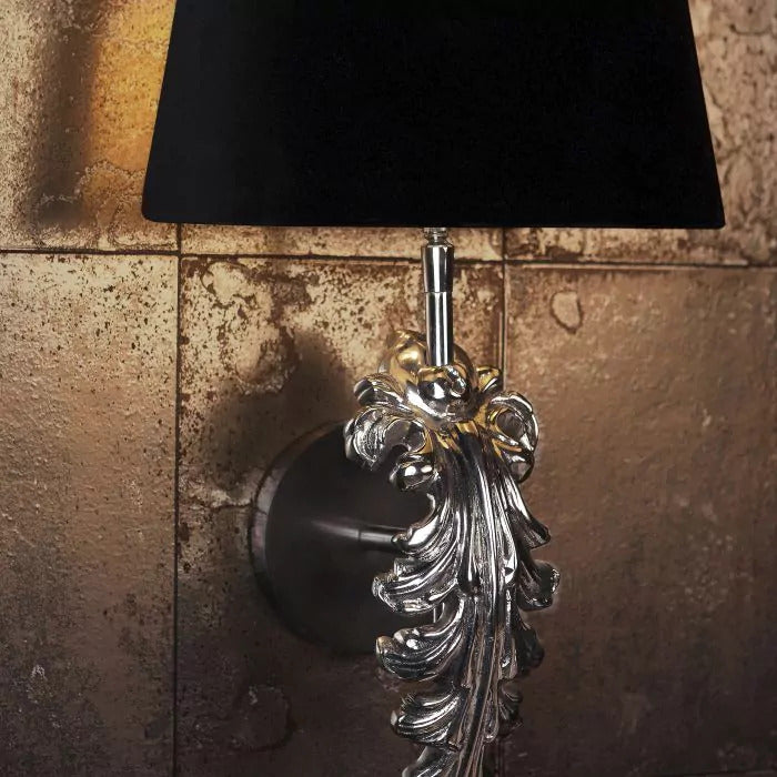 Eichholtz Beau Site Wall Light in Nickel Finish with Black Shade