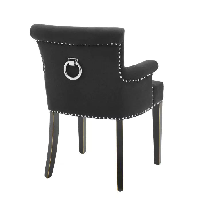 Eichholtz Key Largo Dining Chair with Arm in Black Cashmere