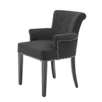 Eichholtz Key Largo Dining Chair with Arm in Black Cashmere