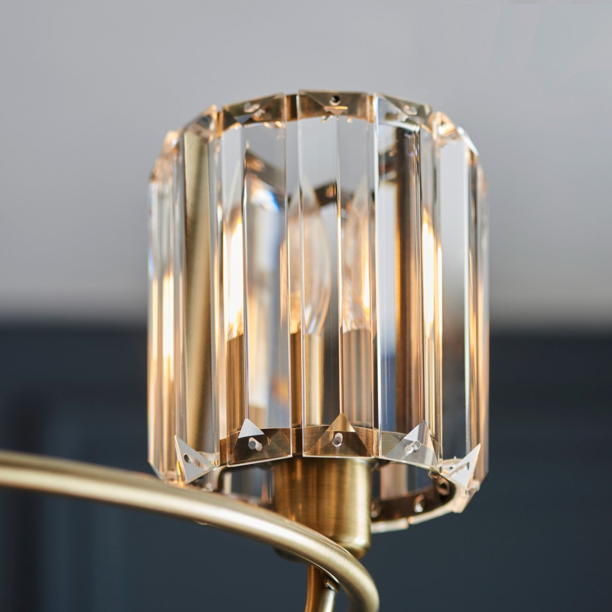 Endon Berenice 3 Light Semi Flush Ceiling Light in Antique Brass with Clear Glass