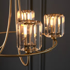 Endon Berenice 5 Light Pendant Light in Antique Brass with Clear Glass