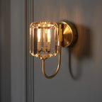 Endon Berenice 1 Light Wall Light in Antique Brass with Faceted Glass Shade