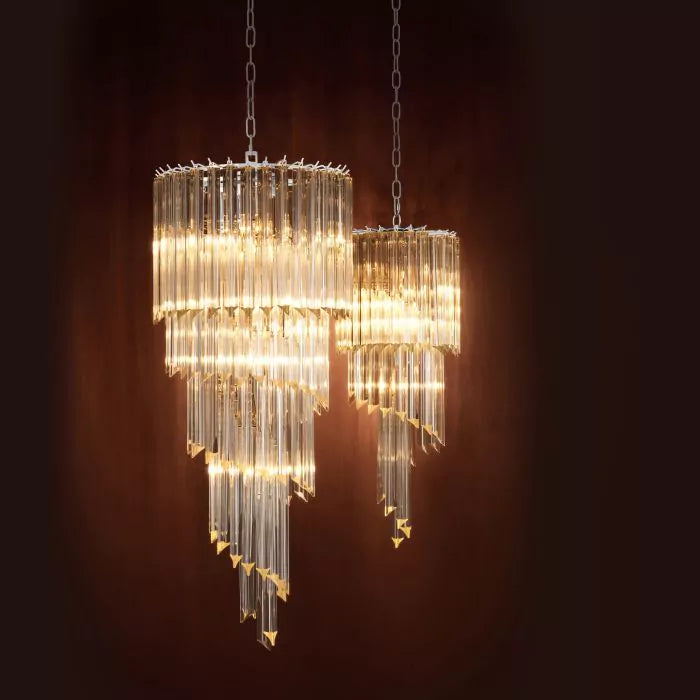 Eichholtz Trapani Chandelier in Nickel with Clear Glass