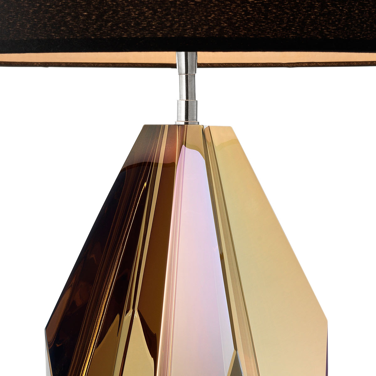 Eichholtz Setai Table Lamp with Amber Crystal Glass Base and Black Shade