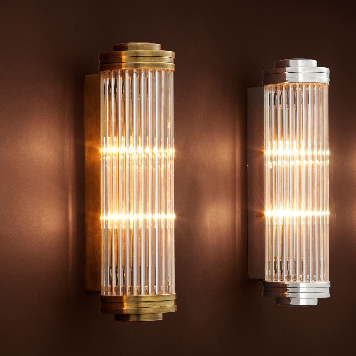 Eichholtz Gascogne Large Wall Light in Nickel Finish with Glass Shade