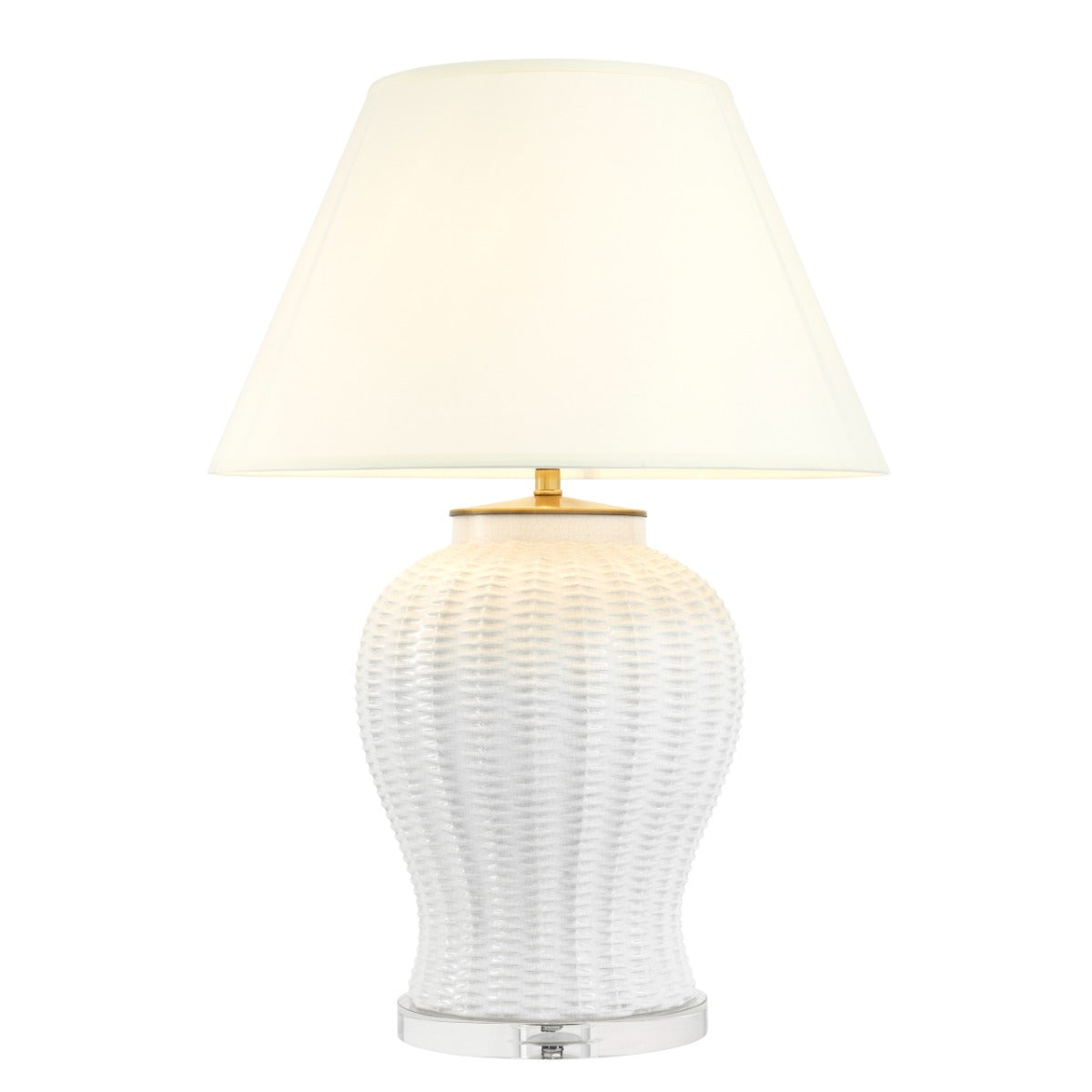 Eichholtz Fort Meyers Table Lamp with Crystal Glass and White Ceramic