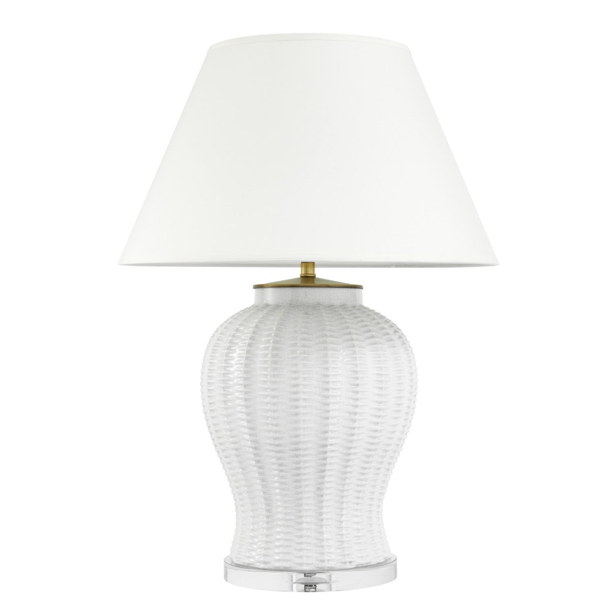 Eichholtz Fort Meyers Table Lamp with Crystal Glass and White Ceramic