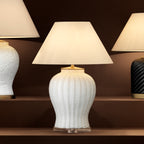 Eichholtz Fort Meyers Table Lamp with Crystal Glass and White Ceramic