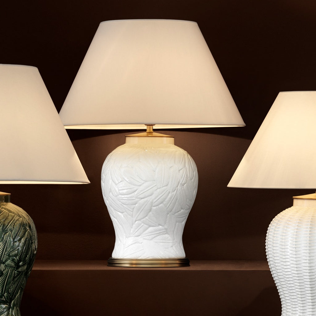 Eichholtz Cyprus Table Lamp in White Ceramic with Antique Brass Finish
