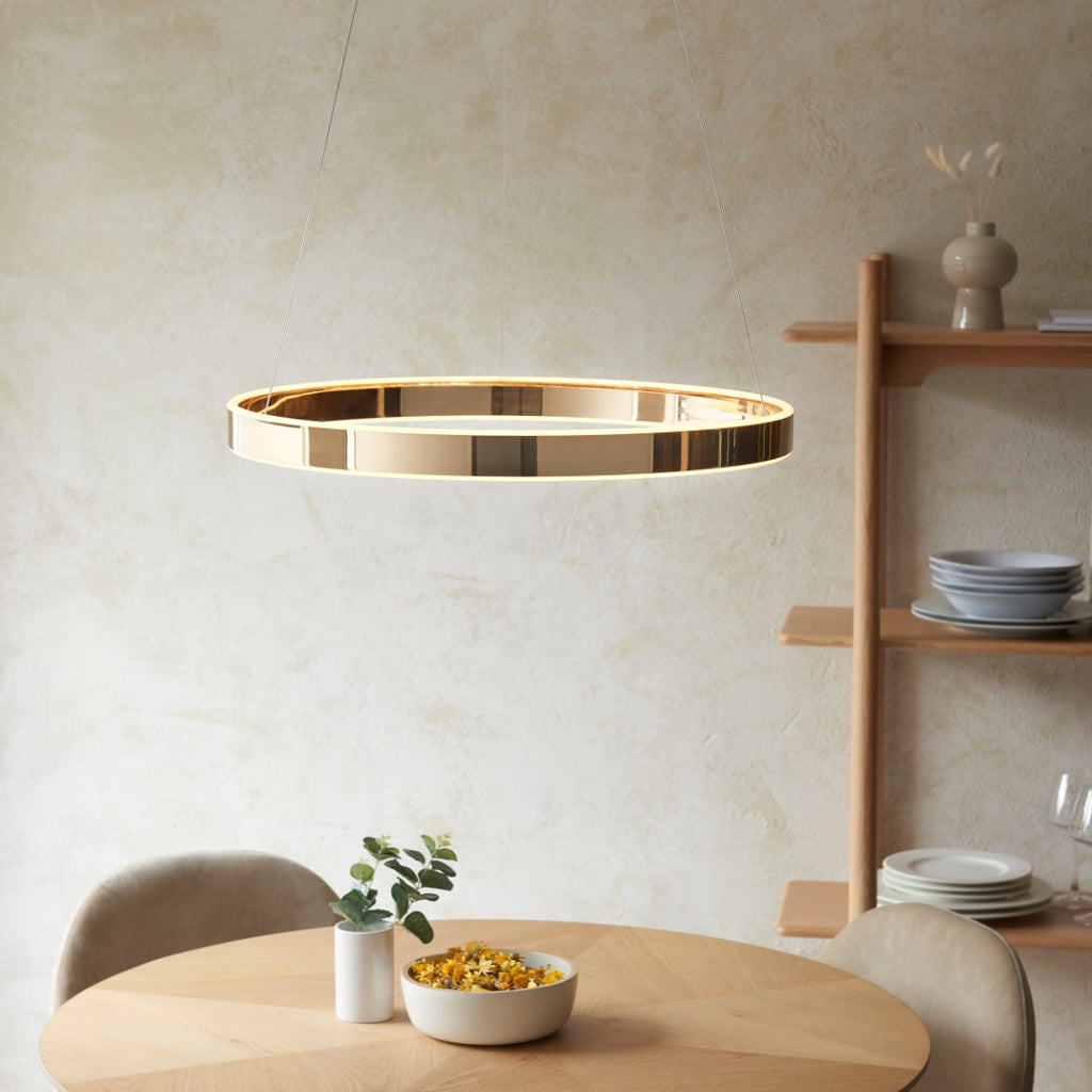 Endon Gen Rind LED Pendant French Gold Wire Suspended