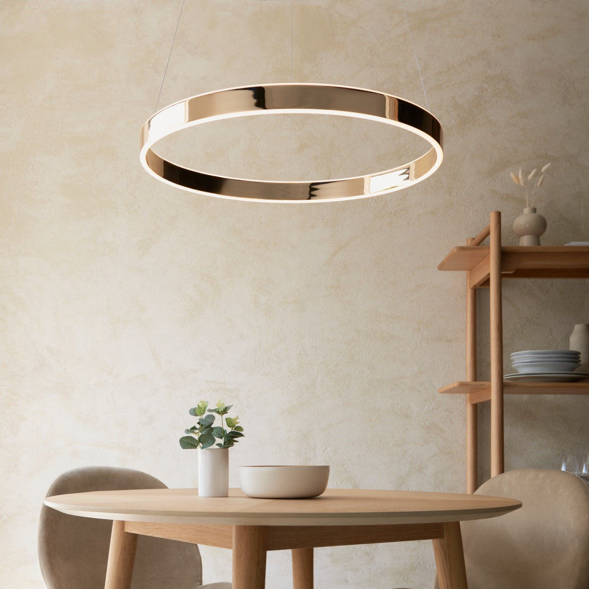 Endon Gen Rind LED Pendant French Gold Wire Suspended