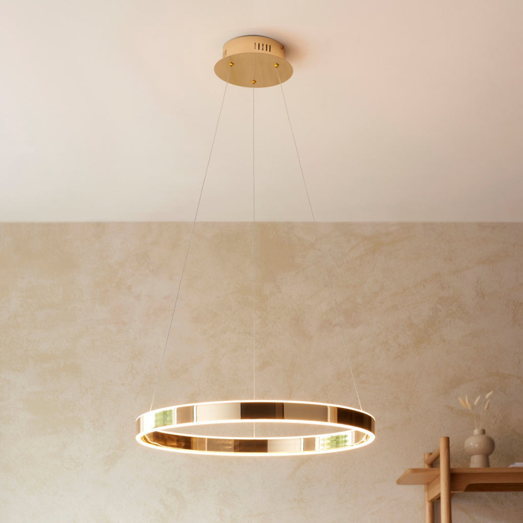 Endon Gen Rind LED Pendant French Gold Wire Suspended