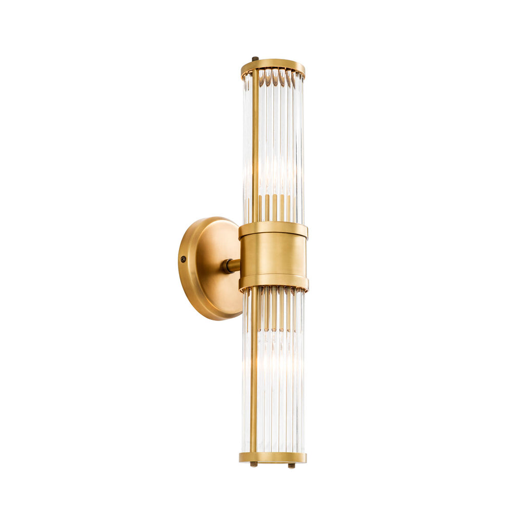 Eichholtz Claridges Double Wall Light in Antique Brass Finish with Glass Shade