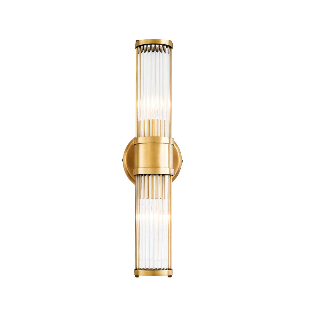 Eichholtz Claridges Double Wall Light in Antique Brass Finish with Glass Shade