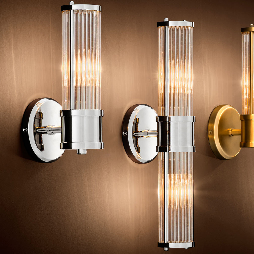 Eichholtz Claridges Double Wall Light in Nickel Finish with Glass Shade