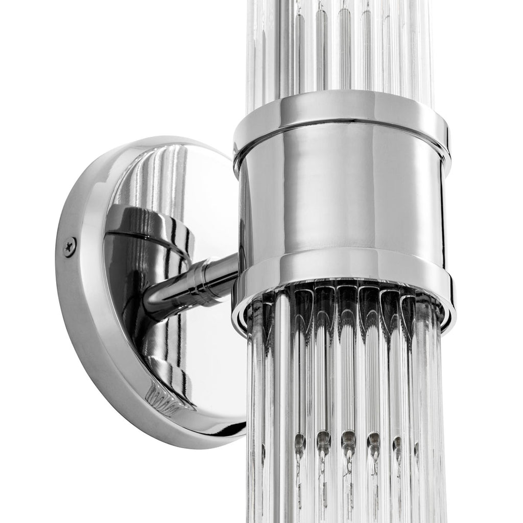 Eichholtz Claridges Double Wall Light in Nickel Finish with Glass Shade