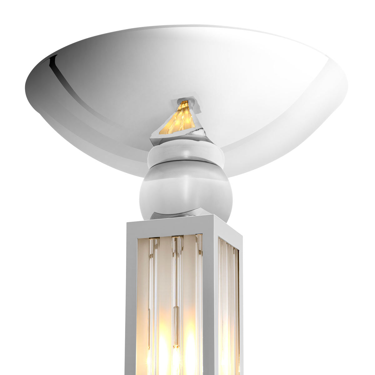 Eichholtz Dorrell Art Deco Floor Lamp in Nickel Finish with Glass Shade