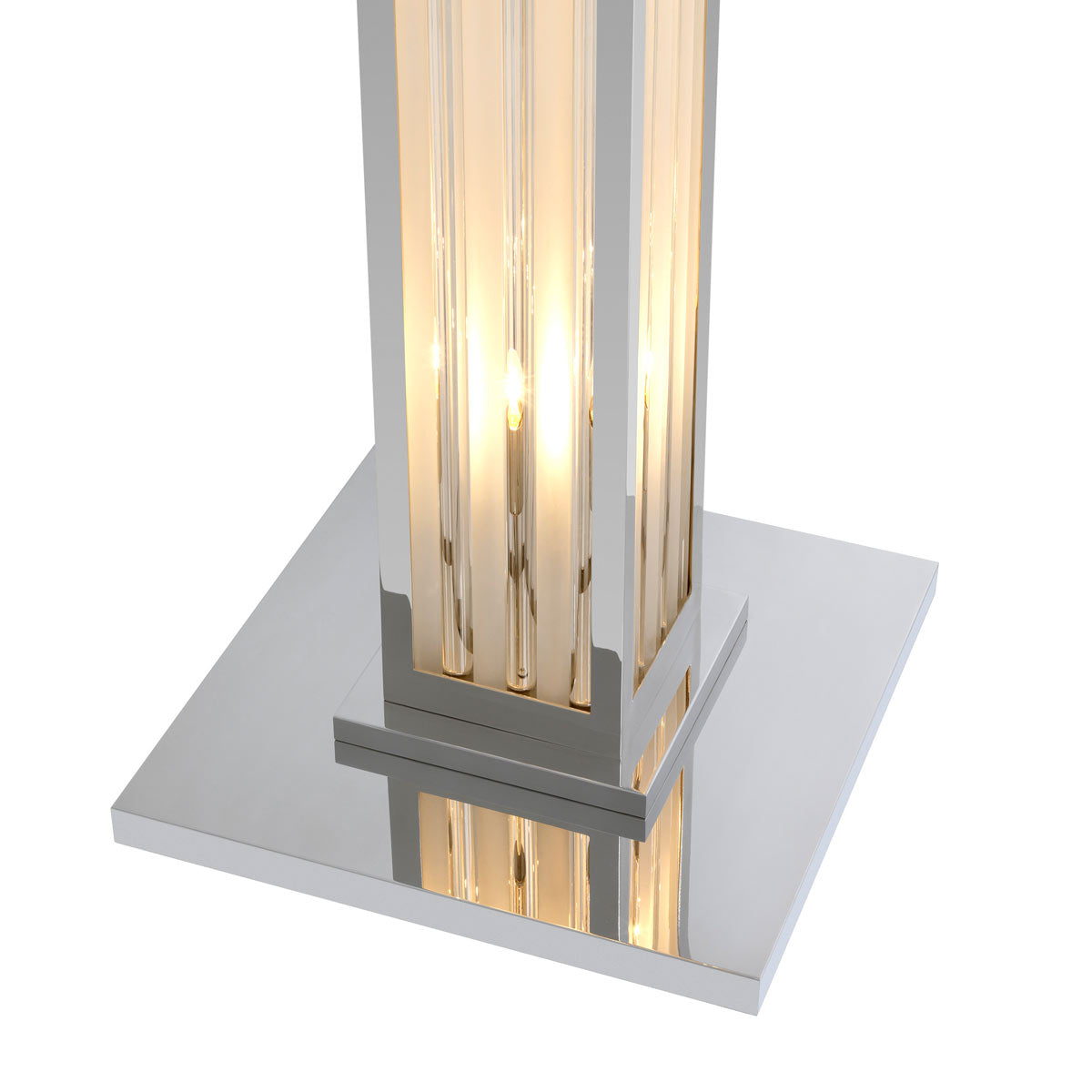Eichholtz Dorrell Art Deco Floor Lamp in Nickel Finish with Glass Shade
