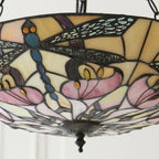 Interiors 1900 Ashton Large 3 Light Inverted Tiffany Pendant Light in Satin Black