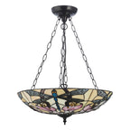 Interiors 1900 Ashton Large 3 Light Inverted Tiffany Pendant Light in Satin Black