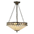 Interiors 1900 Fargo Medium 3 Light Inverted Tiffany Pendant Light in Satin Black