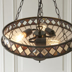 Interiors 1900 Fargo Medium 3 Light Inverted Tiffany Pendant Light in Satin Black