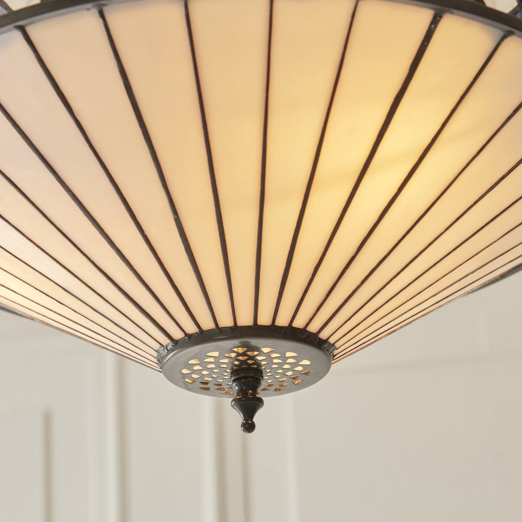 Interiors 1900 Fargo Medium 3 Light Inverted Tiffany Pendant Light in Satin Black
