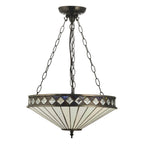 Interiors 1900 Fargo Medium 3 Light Inverted Tiffany Pendant Light in Satin Black