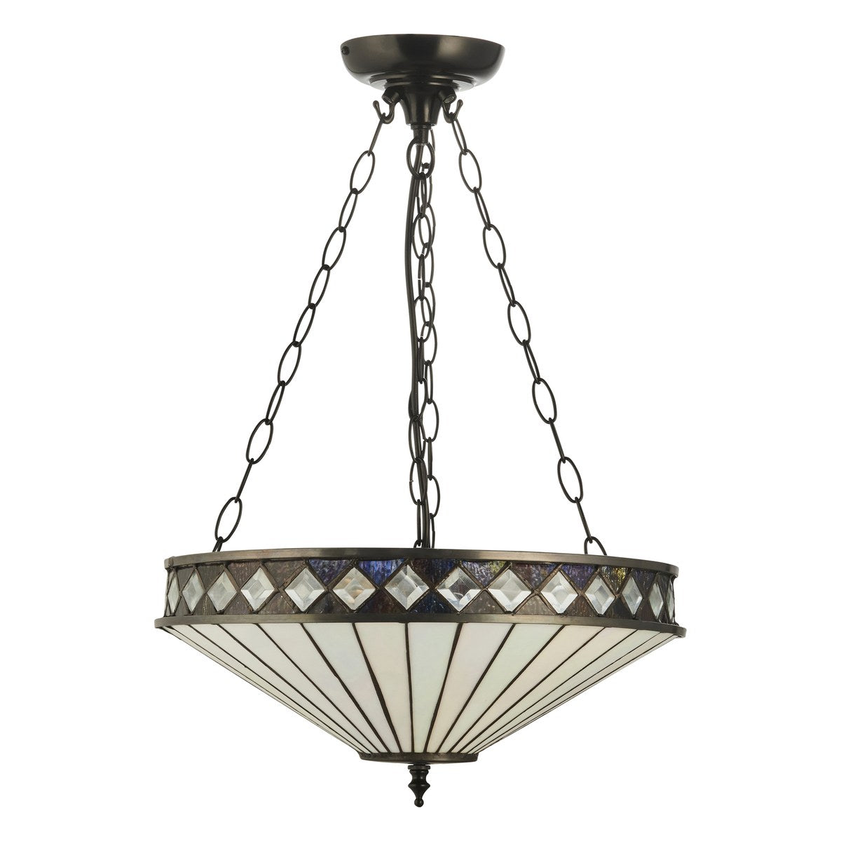 Interiors 1900 Fargo Medium 3 Light Inverted Tiffany Pendant Light in Satin Black