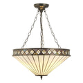 Interiors 1900 Fargo Large 3 Light Inverted Tiffany Pendant Light in Satin Black