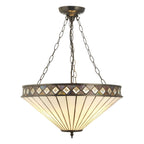 Interiors 1900 Fargo Large 3 Light Inverted Tiffany Pendant Light in Satin Black