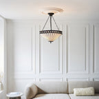 Interiors 1900 Fargo Large 3 Light Inverted Tiffany Pendant Light in Satin Black