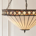 Interiors 1900 Fargo Large 3 Light Inverted Tiffany Pendant Light in Satin Black