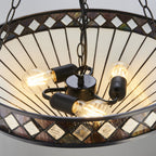 Interiors 1900 Fargo Large 3 Light Inverted Tiffany Pendant Light in Satin Black