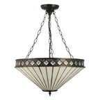 Interiors 1900 Fargo Large 3 Light Inverted Tiffany Pendant Light in Satin Black