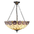 Interiors 1900 Hutchinson Large 3 Light Inverted Tiffany Pendant Light in Satin Black