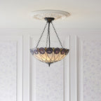 Interiors 1900 Hutchinson Large 3 Light Inverted Tiffany Pendant Light in Satin Black