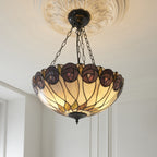 Interiors 1900 Hutchinson Large 3 Light Inverted Tiffany Pendant Light in Satin Black