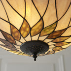 Interiors 1900 Hutchinson Large 3 Light Inverted Tiffany Pendant Light in Satin Black