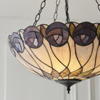 Interiors 1900 Hutchinson Large 3 Light Inverted Tiffany Pendant Light in Satin Black