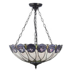 Interiors 1900 Hutchinson Large 3 Light Inverted Tiffany Pendant Light in Satin Black