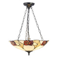 Interiors 1900 Ingram Large 3 Light Inverted Tiffany Pendant Light in Dark Bronze
