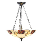 Interiors 1900 Ingram Large 3 Light Inverted Tiffany Pendant Light in Dark Bronze
