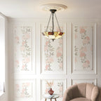 Interiors 1900 Ingram Large 3 Light Inverted Tiffany Pendant Light in Dark Bronze