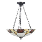 Interiors 1900 Ingram Large 3 Light Inverted Tiffany Pendant Light in Dark Bronze