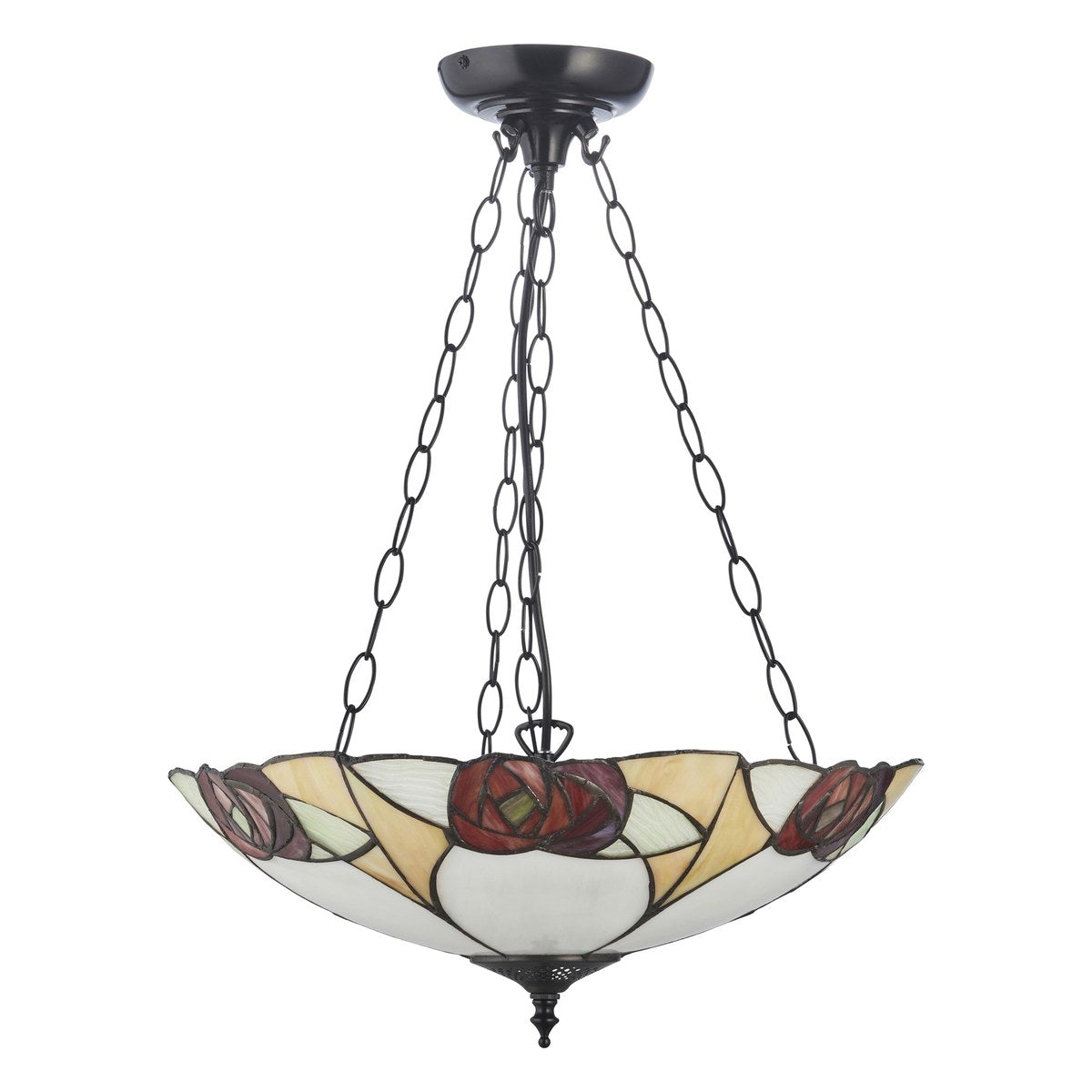 Interiors 1900 Ingram Large 3 Light Inverted Tiffany Pendant Light in Dark Bronze