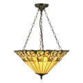 Interiors 1900 Jamelia 3 Light Inverted Tiffany Pendant Light in Satin Black